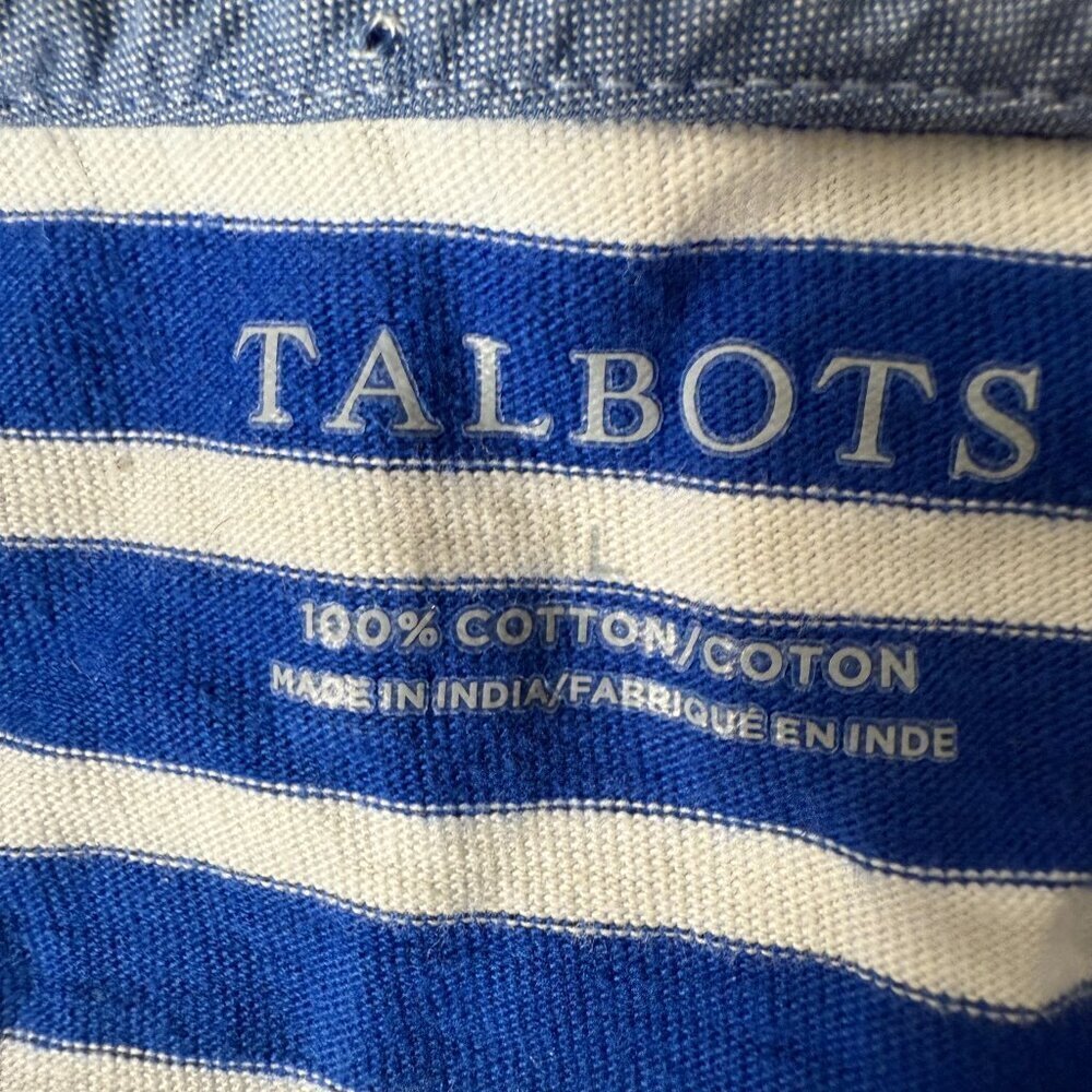 Talbots Royal Blue & White Stripe Shirt with Frenchies Size Large - Picture 2 of 7